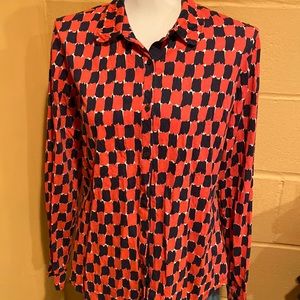 Boden Women's button up blouse/shirt size 12 R (Navy/orange)